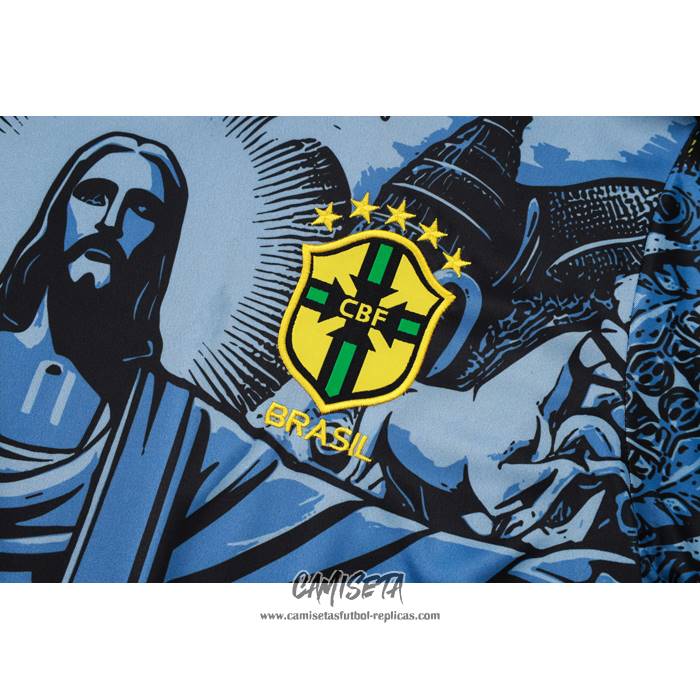 Chandal del Brasil Jesus 2024-2025 Manga Corta Azul - Pantalon Corto